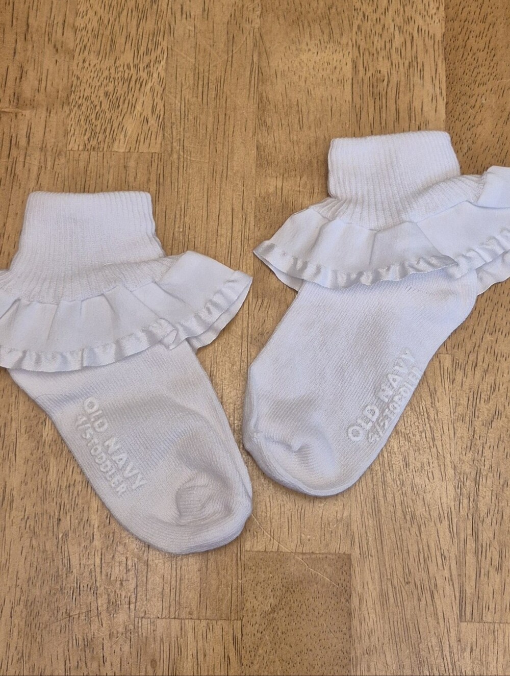 Kids White Satin Edge Ribbon Ruffle Socks Sz 4T - 5T Handmade